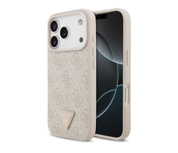 Guess Leather 4G Triangle Strass MagSafe do iPhone 17 Pro różowy - 1365566 - zdjęcie